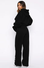 Ready To Go Wide Leg Sweatpants Black