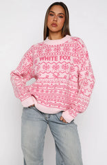 Arctic Fire Knit Sweater Baby Pink