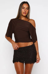 Cha Cha Knit Mini Skirt Chocolate