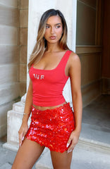 Girly Things Sequin Mini Skirt Red