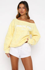 Vol. 1 Off Shoulder Printed Sweater Lemon Bow