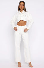 Did You Miss Me Mid Rise Straight Leg Jeans Off White