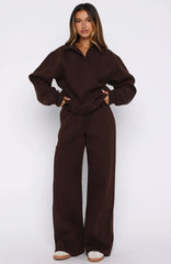 Chill Moves Wide Leg Sweatpants Chocolate