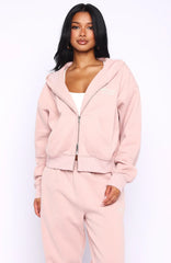 Can't Miss It Boxy Zip Front Hoodie Dusty Pink