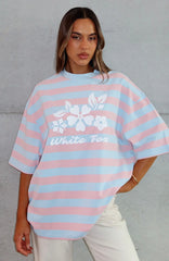 In The Valley Oversized Tee Blue/Pink Stripe