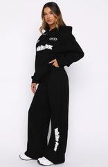 Ready To Go Wide Leg Sweatpants Black