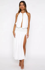 Always Evolving Halter Midi Dress White