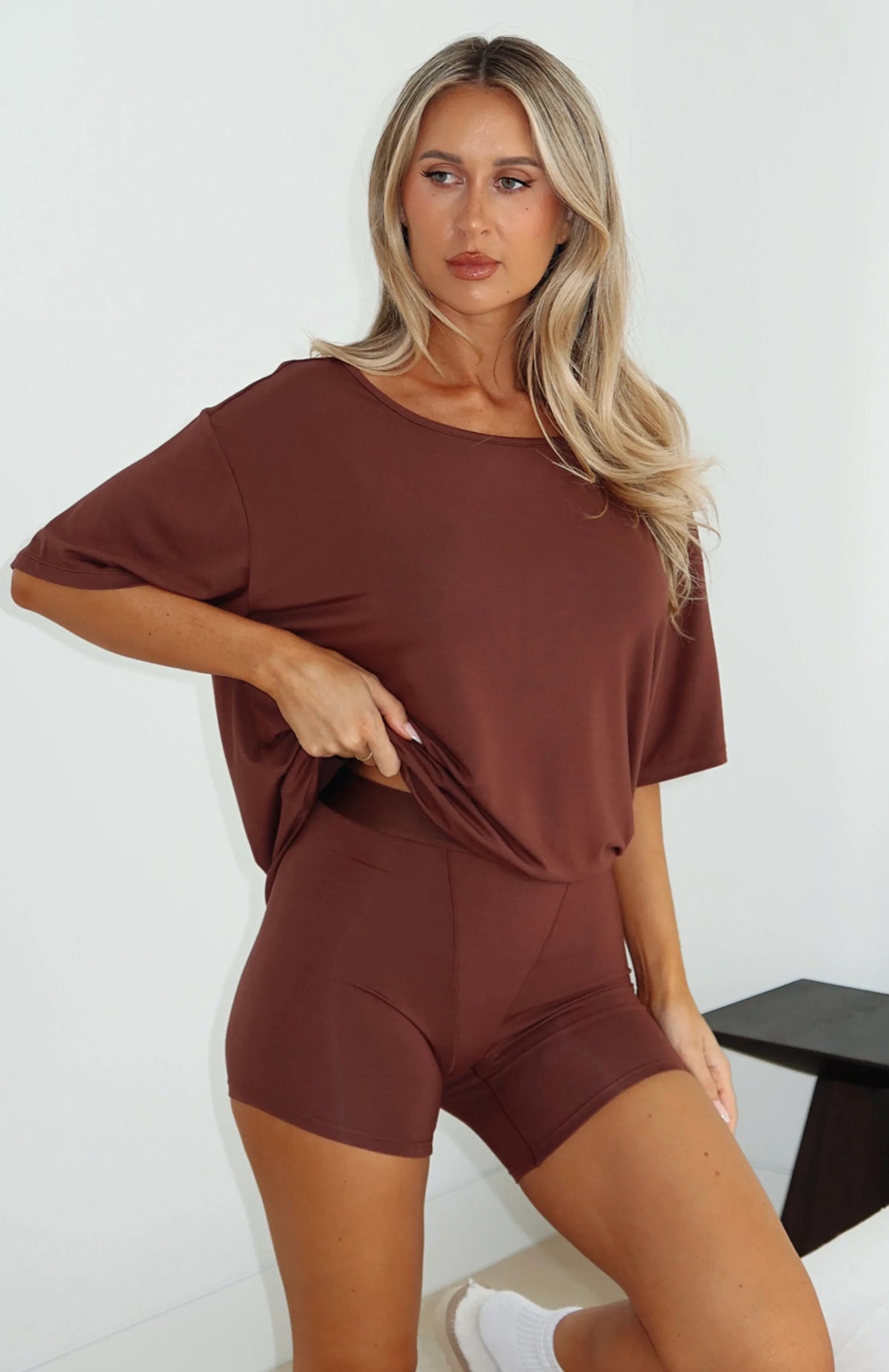 Slow Life Boyfriend Boxer Shorts Chocolate