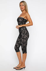 Holding My Soul Strapless Lace Jumpsuit Black