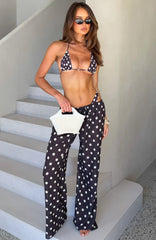 Croatian Coast Pants Choc/Cream Polka Dot