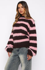 On The Slopes Knit Sweater Pink/Chocolate