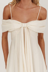 Lillibet Bow Tied Bust Midi Dress Cream