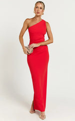 Criselda Maxi Dress One Shoulder Maxi Dress in Red