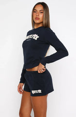 Daydreamers Madeline Long Sleeve Baby Tee Navy