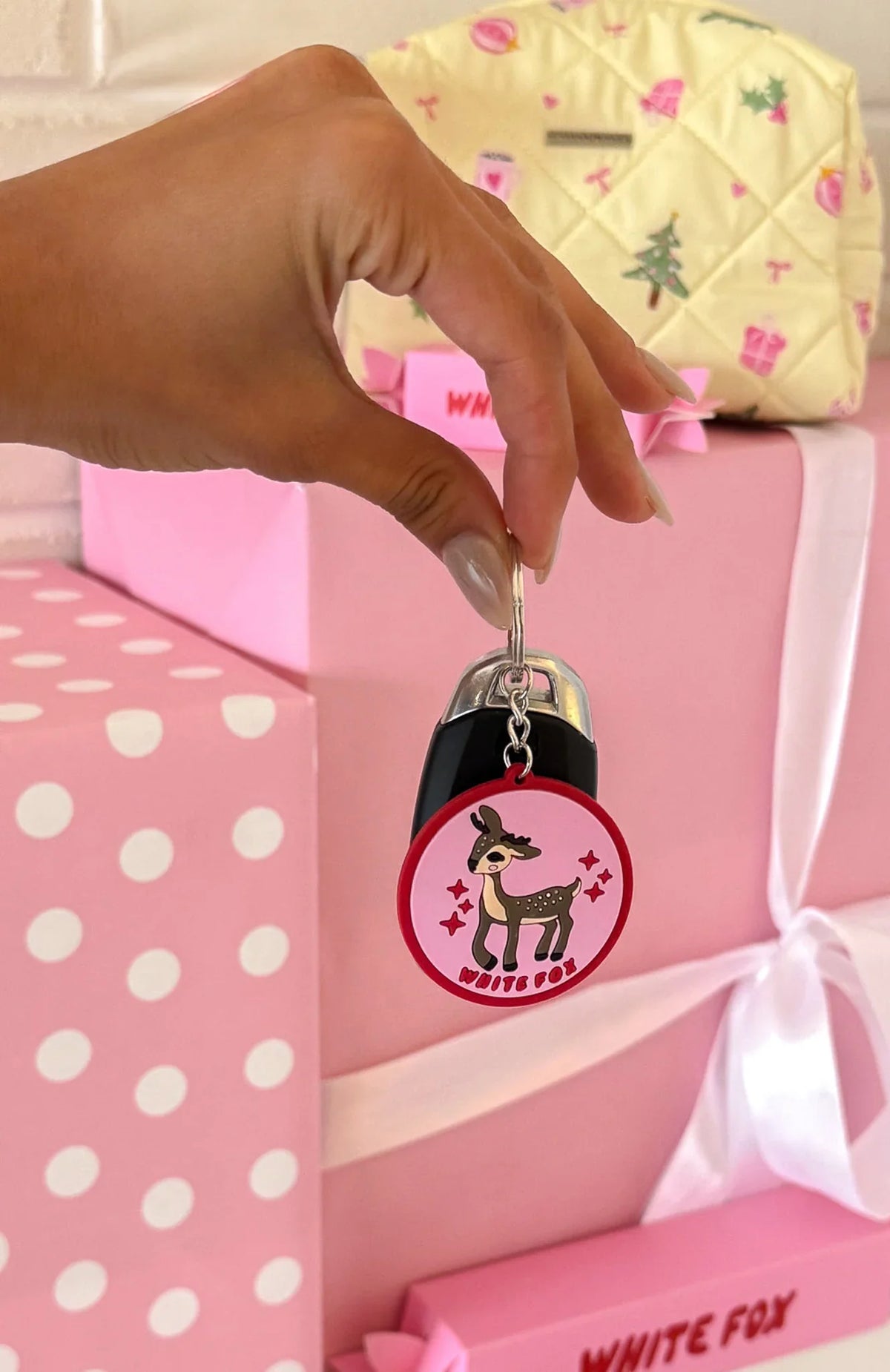 Reindeer Keychain Pink/Red