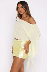 Look Within Sequin Mini Skirt Lemon