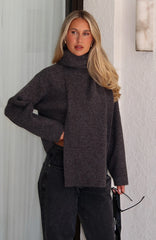 Luxe Layers Knit Sweater Charcoal