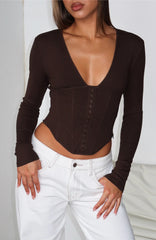 In Pursuit Long Sleeve Corset Chocolate