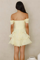 Pretty In The Sun Off Shoulder Mini Dress Yellow