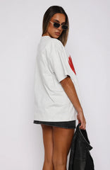 Love Burst Oversized Tee Grey Marle