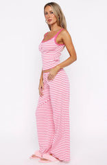 Snooze Button Pyjama Pants Pink Stripe