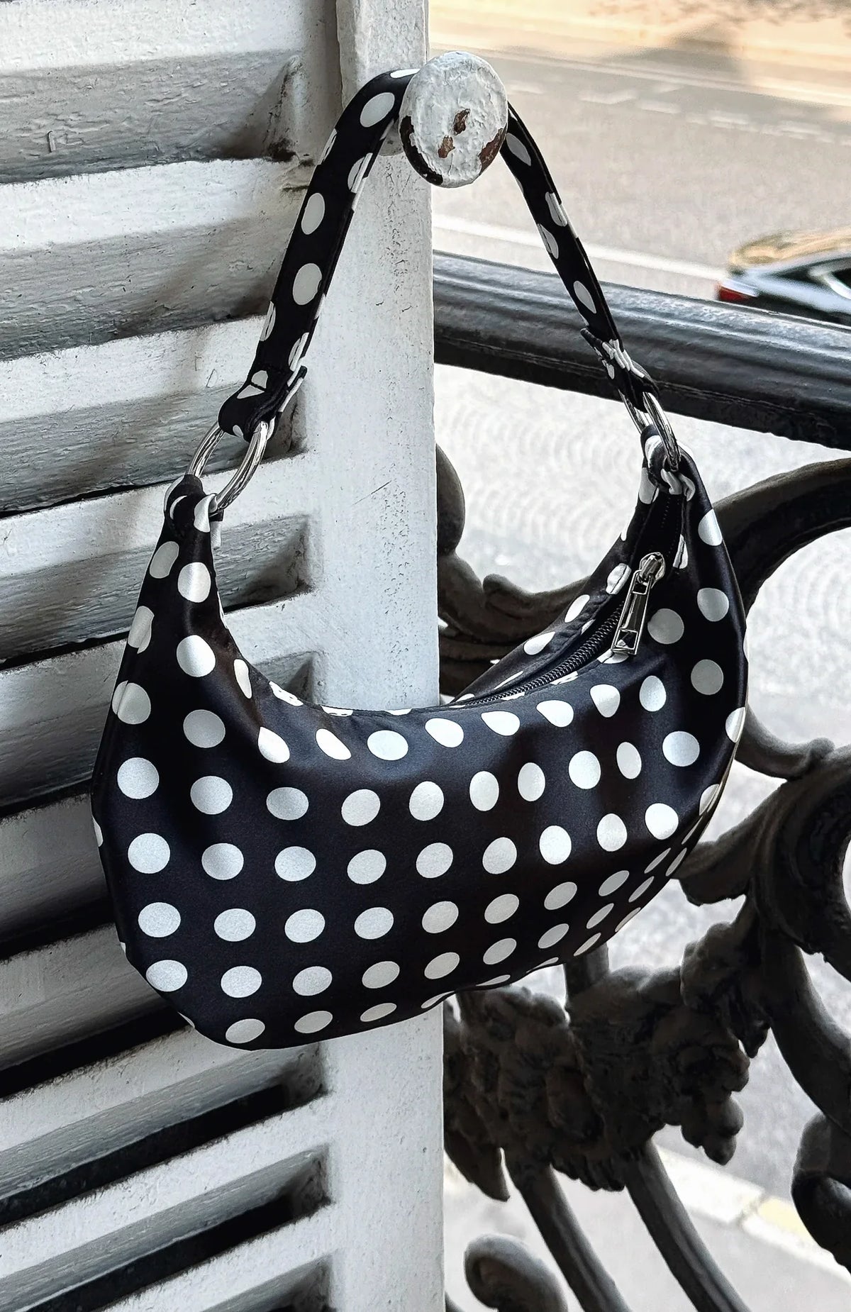 Aydin Shoulder Bag Black Polka Dot