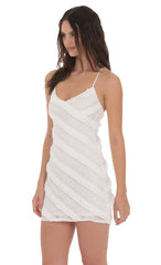 Ruffle Lace V-Neck Dress in White