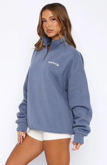 Core Classic Zip Front Sweater Ocean