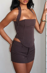 Back To Business Mini Skort Chocolate Pinstripe