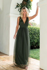 Kamila Tulle Maxi Dress | Juniper Green