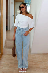 Always With Me High Rise Straight Leg Jeans Mid Blue