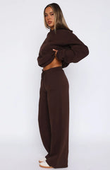 Stay Lifted Wide Leg Sweatpants Bitter Chocolate