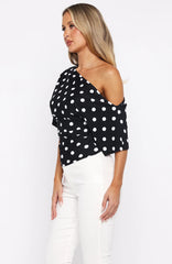 Marrakech Moments Top Black/White Polka Dot