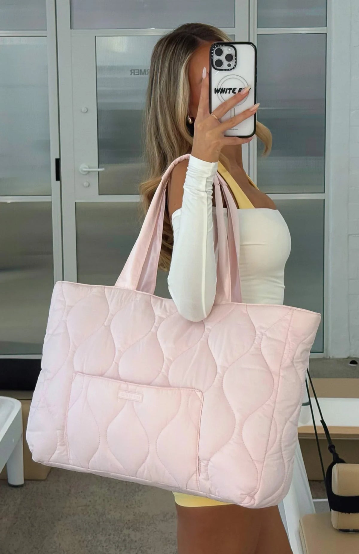 Always Moving Quilted Tote Bag Ballet Pink