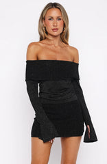 Lady Boss Knit Mini Dress Black