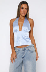 Here For Me Halter Top Blue