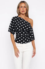 Marrakech Moments Top Black/White Polka Dot