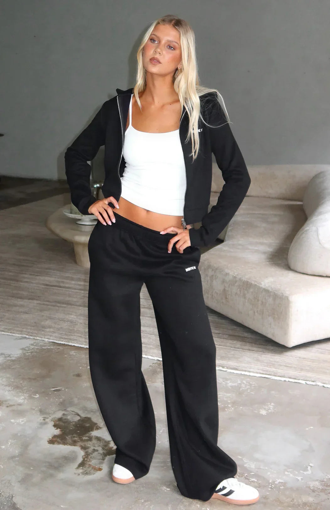 Comfy And Cute Wide Leg Sweatpants Black