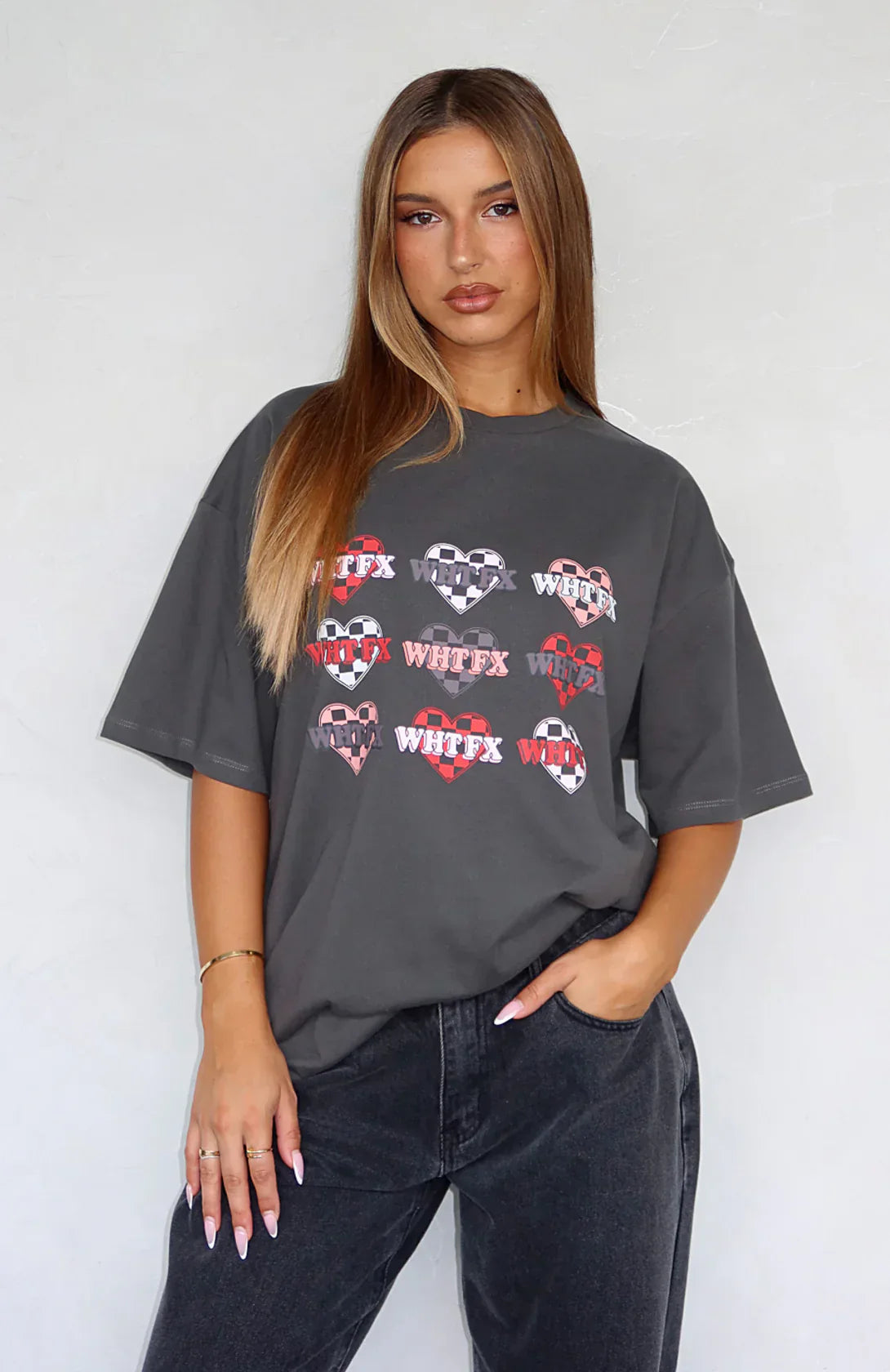 She's Too Nice Oversized Tee Charcoal