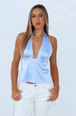 Here For Me Halter Top Blue