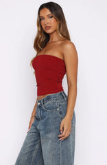 Passing By You Strapless Top Red