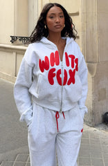 Club 14 Allie Boxy Zip Front Hoodie Grey Marle