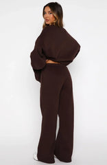 Test Drive Wide Leg Sweatpants Chocolate