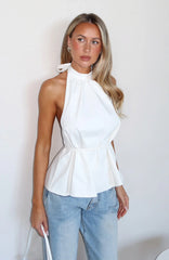 Hi Hunny Halter Top White