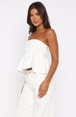 Dedicated To Growth Denim Top Off White