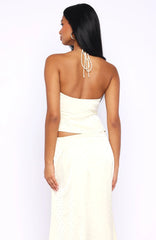 Palm Breeze Halter Top Cream