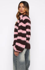 On The Slopes Knit Sweater Pink/Chocolate