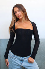 Better Believe Long Sleeve Mesh Bustier Black