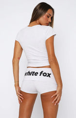 From The Archives Gigi Fold Over Booty Shorts Grey Marle