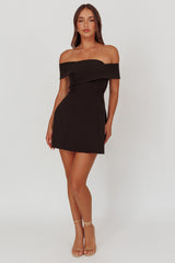 Midnight Moment Off-Shoulder Crossover Mini Dress Black